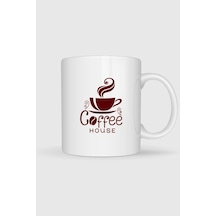 Coffee House Kahve Evi Tasarımlı Kupa Bardak Beyaz