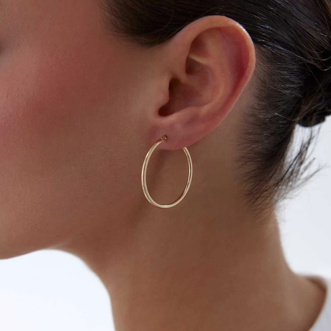 Xlarge 2mm Oval Boru Halka Küpe