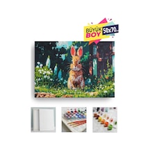Sayılarla Boyama Seti Numaralı Tuval Fırça Boya Dahil Kasnaklı Set 50x70 Cm - Tavşan