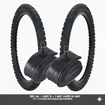 Güçlü Bisikletmotosiklet 20 Jant Lastik Seti - 2 Dış + 2 İç Lastik Oto Kalın Sibop - 20x1.75 / 2.125 Uyumlu