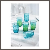 Bezos Akrilik Aquamarin 6'lı Kısa Bardak & Su Meşrubat Kahve Yanı Bardağı 400 Ml Cam Değildir Nxrlvng