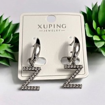 Kadın Zirkon Taşlı Rodyum Kaplama Z Harf Küpe 888028