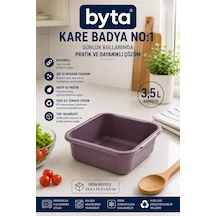3,5 L Kare Plastik Badya No:1 Bpa İçermez Çok Amaçlı Gıda Hazırlama, Sebze Meyve Yıkama Ve Saklama Kabı Mavi Pembe Siyah 1 Adet Karışık Renk Gönderilir Mor