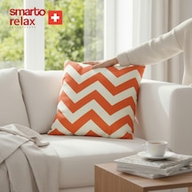Smarto Relax Içi Dolgulu Kırlent 45x45 Cm Kare Salon & Berjer Kırlenti Beyaz - Turuncu