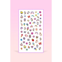 Çok Renkli Unicorn Temalı Kız Çocuk Tırnak Sticker