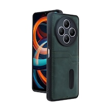 Xiaomi Redmi 14c Kılıf Sara Kartvizitli Deri Kılıf - Koyu Yeşil Çr