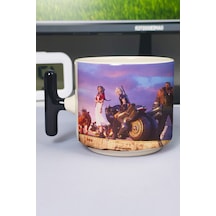 Final Fantasy Baskılı Seramik Lüks Kupa 1 Adet T Şeklinde Özel Siyah Kulp Dalga Kulp V2t Çok Renkli
