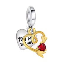 'you Are The One' Yazılı Kalp Charm Gümüş