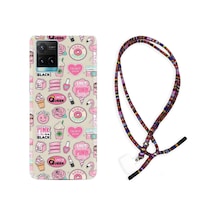 Vivo Y21 Kılıf Rasta Boyun Askılı Donut Flamingo 1415 Siyah