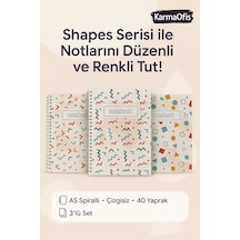 A5 Spiralli Shapes Defter 40 Yaprak 3'lü Tamamı Çizgisiz