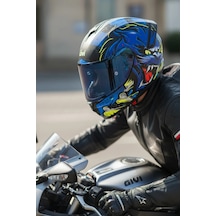 Gıvı 50.x Wıld Mat Mavi  1 Renkli 1 Şeffaf Vizörlü Motosiklet Kask Lacivert Vizör + Şeffaf