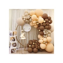 Pastel Kahverengi Somon Ve Taş Rengi Balon Zinciri 100 Adet A