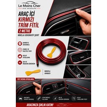 Ferrari Sf90 Spider Araç İçi Kırmızı Trim Fitil 2 Metre Nikelaj Dekoratif Şerit