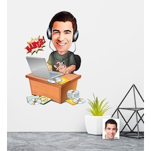 Kişiye Özel Bay Gamer Karikatürlü Duvar Sticker 50X70CM