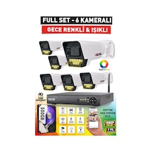 6 Kameralı 5mp Lensli Fullhd 1080p Renkli Gece Görüşlü Güvenlik Kamerası Seti 9 Led - 500gb