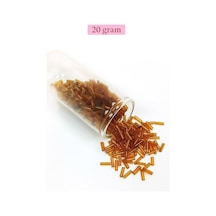 Uzun Boru Kesme Boncuk Çap 2mm Uzunluk 10 Mm - 20 Gram - Şeffaf Gold - Bnc254
