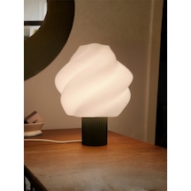 3dprototürk 27 Cm Modern Burgu Tasarım Abajur Şık Gece Lambası Ve Masa Aydınlatma Beyaz