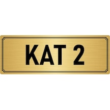 Metal Yönlendirme Levhası, Departman Kapı İsimliği Kat 2 10x20 cm Altın Renk
