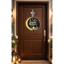 25-25 Cm Hoş Geldin Ramazan Dekorlu Ahşap Kapı Süsü, Ramazan Süsleri, Ramazan Tavan Süsü, Ahşap
