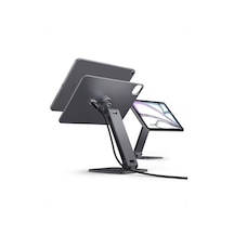 İpad Air 11" 2026-2025-2024/10.9 2022-2020 Magfit Manyetik Kablosuz Şarj Tablet Standı / 360 Dönebilen Ayarlanabilir Alüminyum Kablo Dahil Değildir Gray - Amp09837