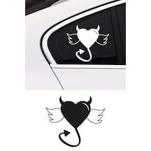 Kalp Şeytan Sticker, Oto Sticker, Motor Sticker 20x17 Cm