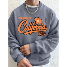 Startmore Startmorelos Angeles Kaliforniya 1987 Baskılı Erkek Sweatshirt Kışlık Bol Kapüşonlu Spor Bisiklet Yaka Gri