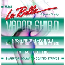 La Bella Lb-vsb4a Vapor Shield Bas Gitar Teli - 4 Telli Üst Segment - Plazma İşlem Plazma Yüzey İşlemi, Korozyona Karşı Üstün Direnç, Parlak Ton Ve Kaygan Çalım Hissi Ölçüler: .040 - .100 4 Telli Set