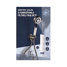 5 Fonksiyonlu Filtreli Çelik Model Turbo Jet Komple Duş Seti Siyah Hortum Ve Mafsal Çok renkli