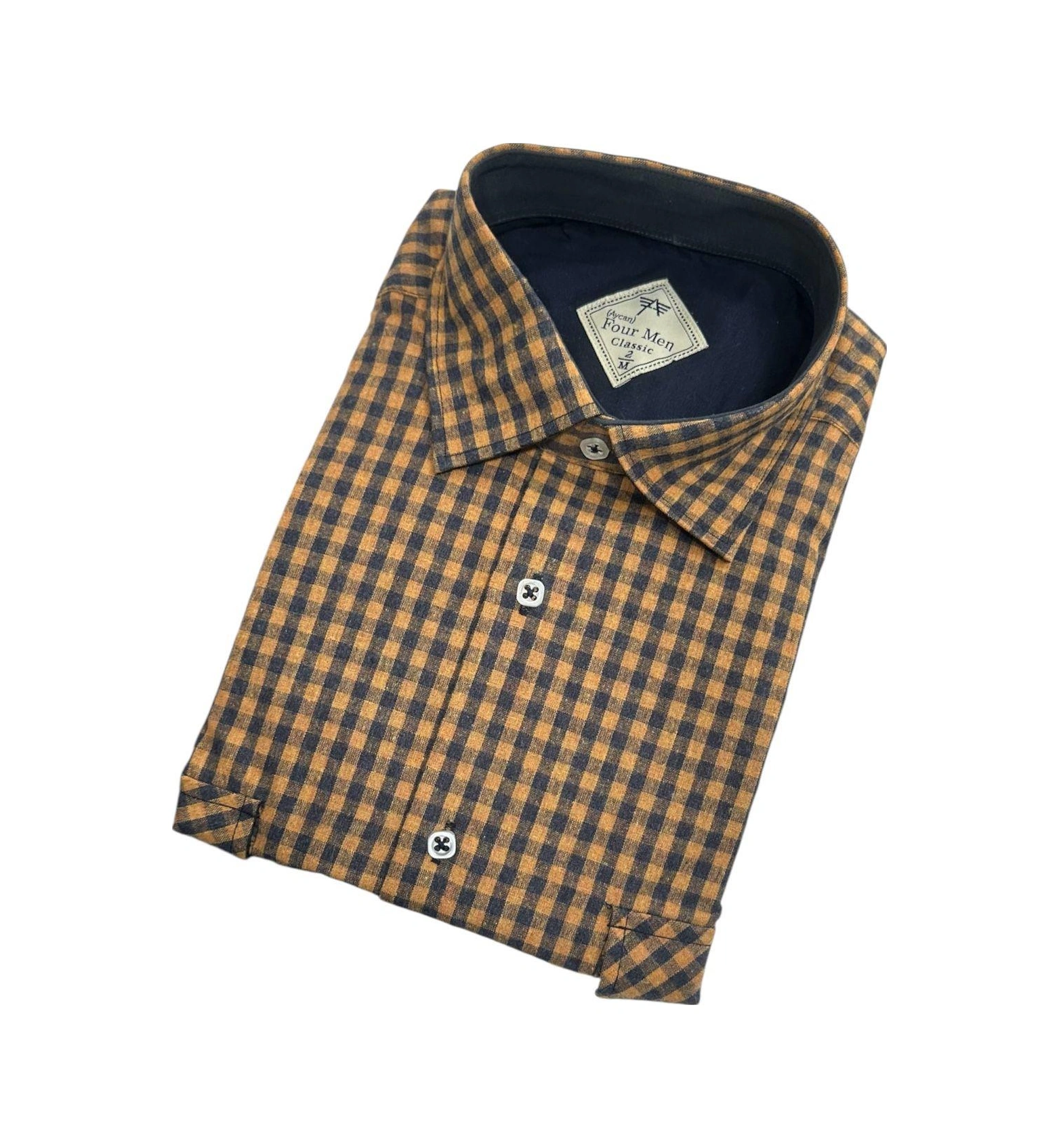 Klasik %100 Cotton Uzun Kollu Terletmeyen Kışlık Flanel Kumaş Kahverengi Gömlek Regular Kalıp -10426 Kahverengi