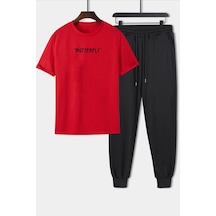 Uyguntarz Unisex Butterfly Baskılı 2'li Eşofman Takımı Kırmızı