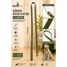 Köpek Sevk Kayışı 1,1 Metre Haki Yeşil Dokuma Metal Klipsli Tüm Irklar İçin Gezdirme Kayışı