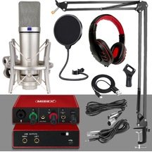 Midex Special Paket-1 Stüdyo Ekipmanları Ses Kartı CX1 Mikrofon Kulaklık Stand