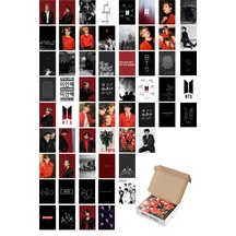 Postifull Bts Kırmızı Duvar Posteri Seti - Poster Kolaj Seti - 60 Adet, 10cm*15cm, Arkası Yapışkanlı Kutlu Set kolaj44kırmızıbts