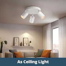 Riolight Modern1 Beyaz Mutfak,salon,giyinme Odası,cafeler İçin Gün İşiğı Metal 3lü Spot Ampul Dahil Beyaz