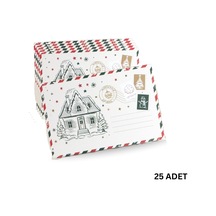 Yılbaşı Ev Temalı Kartpostal Seti, Yeniyıl, Noel, Tebrik Ve Hediy