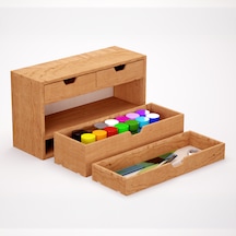Desna Üç Katlı Dört Çekmeceli Mini Dolap 34 Cm X 12.1 Cm X 19.6 Cm Woodsaka Doğal Ahşap