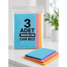 3 Adet Mikrofiber Cam Bezi 30x40 Temizlik Bezi
