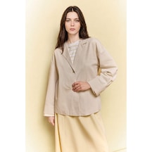 Defacto Relax Fıt Keten Karışımlı Blazer Ceket H3746ax26smer238 Ekru-er238