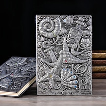 Hediyelik Gümüş Deri Defter Deniz Yıldızı Kabartmalı Hediyelik Gümüş Deri Defter Deniz Yıldızı Kabartmalı
