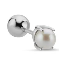 5,5 Mm Tragus Doğal İnci Çift Taraflı Top Piercing Beyaz Beyaz