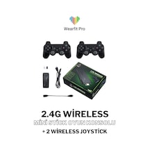4k Hd 2.4g Retro Game Stick 90'lı Yıllar Usb Stick Wireless Atari Makinesi + 2 Wireless Joystick