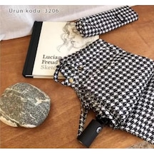 Bosile Kaz Ayağı Desen Piti Kare Full Otomatik Sağlam Rüzgara Dayanıklı Şemsiye Siyah