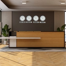 Gri Modern Seri 4 Lü 36 Cm Tabelalı Dünya Saatleri Çok Renkli