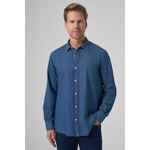 Morven Erkek İndigo Trend Dynamic Fit Denim Gömlek 26ms004001308 İndigo