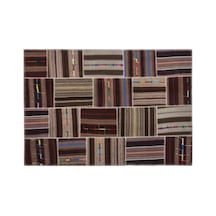 El Dokuması Patchwork Vintage Yün Pamuk Çizgili Halı 2255 160 X 230 Cm Çok Renkli