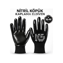 Nitril Kaplama Siyah İş Güvenlik Eldiveni 10 Xl Beden Double Nitril Polyester İnşaat Sanayi Eldiveni Diğer