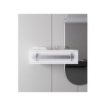Işık 70cm Duvara Monte Kapaklı Raflı Modern Dresuar Beyaz-gümüş Beyaz-gümüş