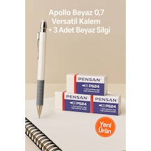 Apollo Beyaz 0.7 Versatil Kalem + 3 Adet Beyaz Silgi Beyaz