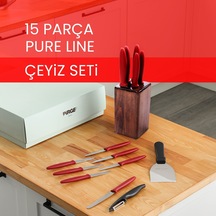 Pirge Çeyizlik Bıçak Seti Pure Line - 15 Parça Bordo