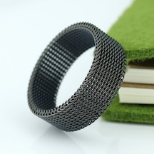 Chavin Bayan Erkek Esnek Çelik Örgü Siyah Yüzük N37